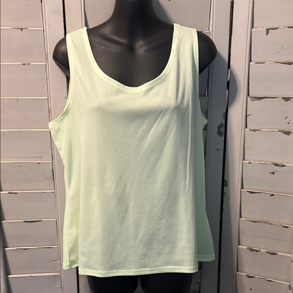 Notations Green Sleeveless Relaxed Tank Top